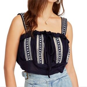 Free People! Hill Crop Tank Top in Navy Blue NWOT!